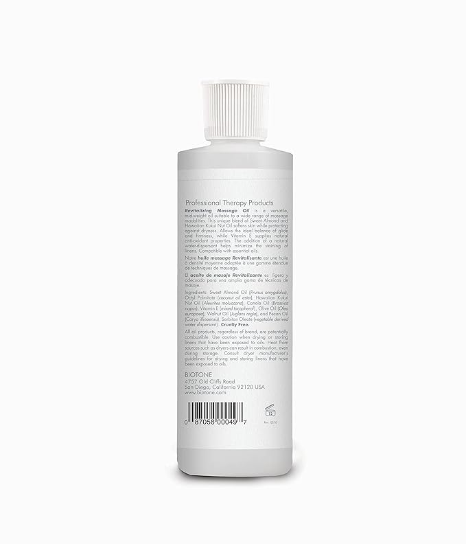 Biotone Revitalizing Unscented Massage Oil, 8 Ounce