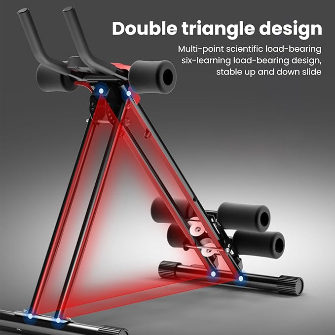 Ab Machine, Adjustable Ab Workout Equipment at Home Gym, Foldable Ab Trainer Machine for Core Strength Training with LCD Display