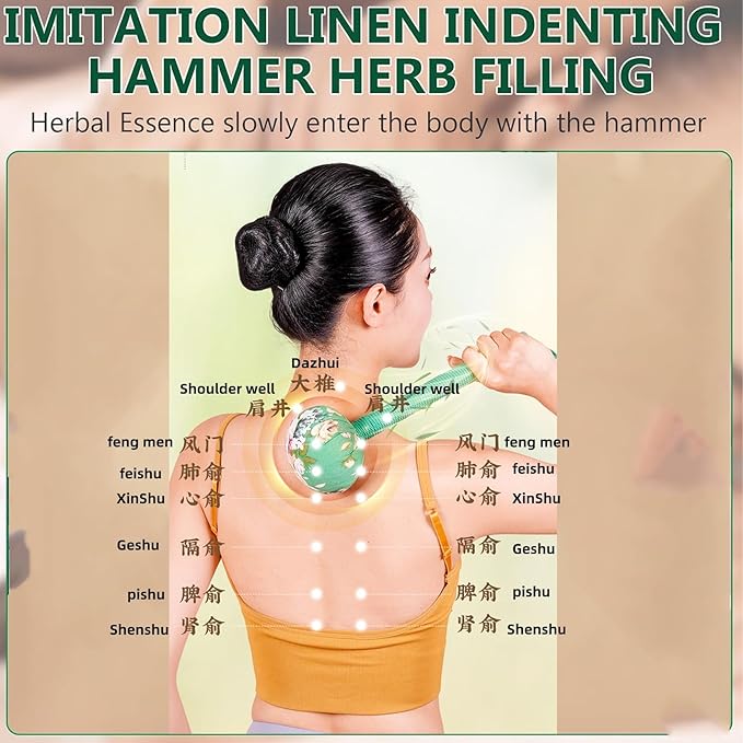 Mugwort Massage Hammer, Massage Tools Back, Shoulder & Body - Handheld Percussion Therapy Tool with US Design Patent, (Toffee Pink, Olive Green)