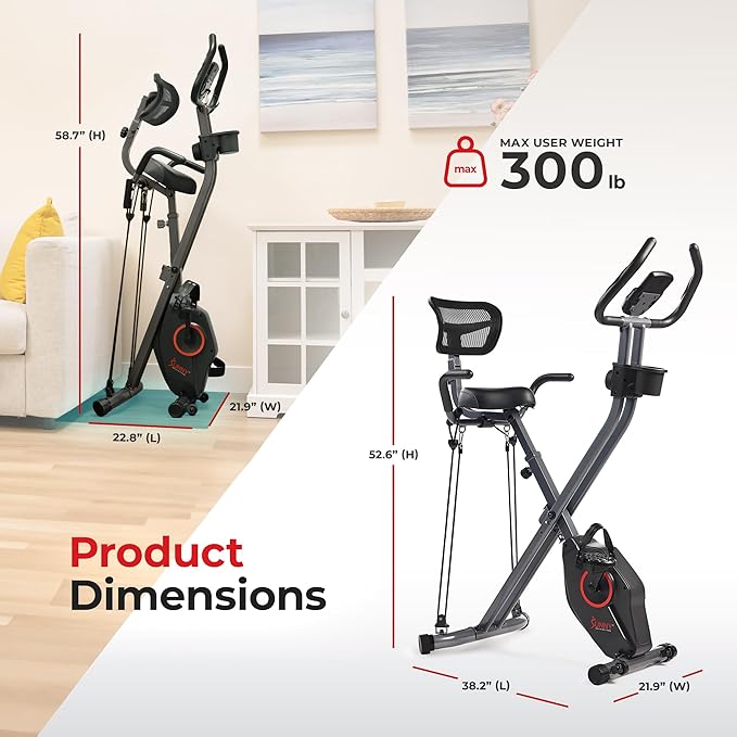 Sunny Health & Fitness Sunny Health & Fitness Smart Folding X-Bike, Portable Compact Exercise Bike for Indoor Cycling Workout, Home Cardio Training Machine, Free SunnyFit App Bluetooth Connect