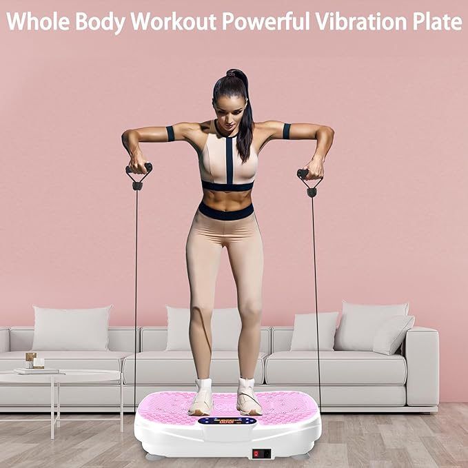 Vibration Plate Exercise Machine, Vibrating Fitness Platform with Remote Control for Lymphatic Drainage, 5 Types of Exercise Programs, Fat-Burning Fitness Equipment for Women Men