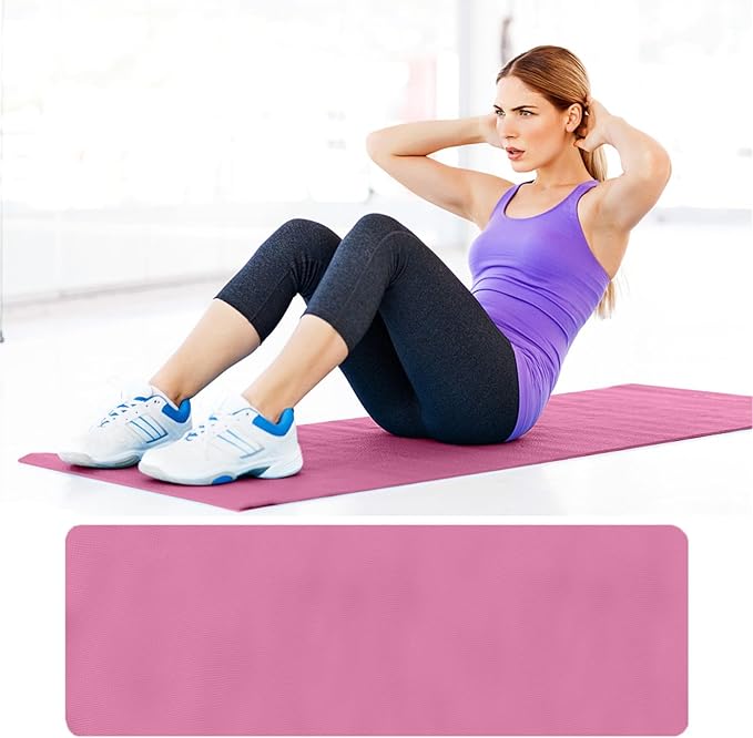 Yoga Mat Pink, 70x23 Inches Anti-Tear Extra Thick High Density Non-Slip Fitness Mat with Carrying Strap,Soft Large Exercise Mat for Stretching,Home Workout,Gym,Fitness,Exercise,Pilates