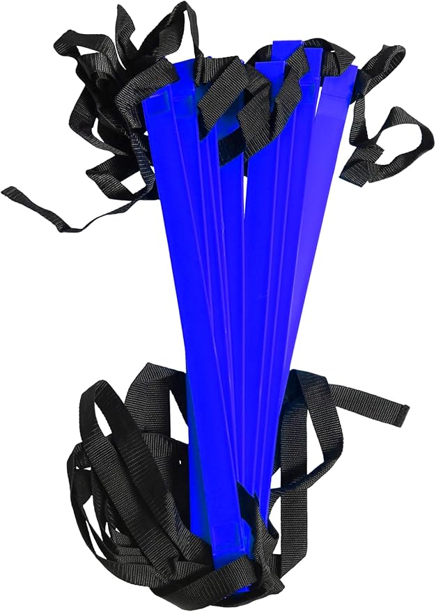 Myosource Kinetic Bands Quick Step Speed & Agility Training Ladder Plus 16 Training Cones - 15 feet Long 20 inches Wide 11 Detachable Rungs All Sports and Fitness Training (Blue Ladder & Cones)