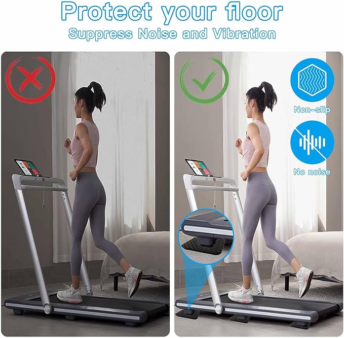 Non-Slip Treadmill Mat Pads, 4x4 Inch High Density Silicone Exercise Equipment Mat - Double-Sided Anti Vibration Pad for Treadmill, Walking Pad, Exercise Bike, Floor Protection