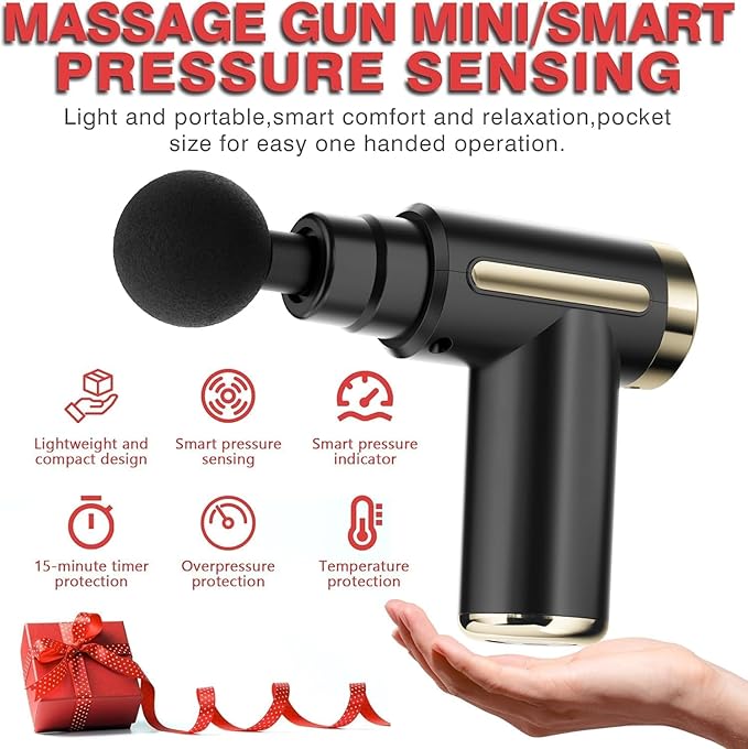 Jancane Mini Massage Gun, Deep Tissue Muscle Massager with 6 Speeds & 4 Heads, Super Quiet Handheld Percussion Massager for Pain Relief, Athletes, Office Workers & Parents, Portable Gift