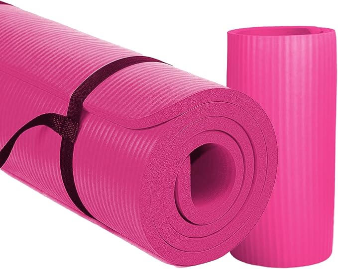 BalanceFrom 71x24 Inches Yoga Mat with Knee Pad and Optional Blocks – Extra 1-Inch Thick Non-Slip Foam with Anti-Tear Surface and Carrying Strap for Home, Studio, or Gym Workouts