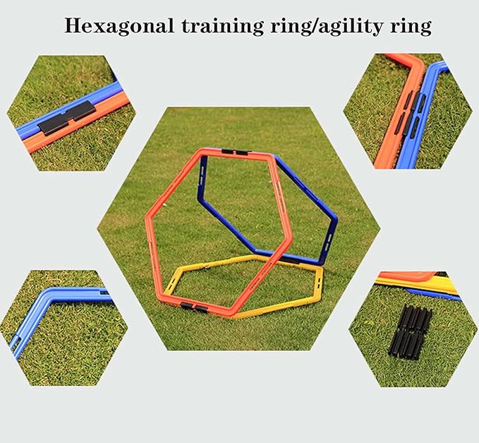 Hexagon Agility Ring Training Circle Ring Speed Agility Ladder Physical Training Ring Football Footwork Trainer Hurdles Agility Ladder Fitness Equipment Multicolor Training Ring 3Pcs