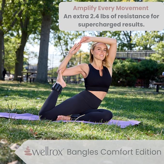 Wellrox Weighted Bangles – Adjustable Ankle and Wrist Weights for Women & Men – Set of Ankle Weights 2 lbs (1 lb Each Wrist Weight) | Weighted Arm Bands for Pilates, Yoga, Running & Walking