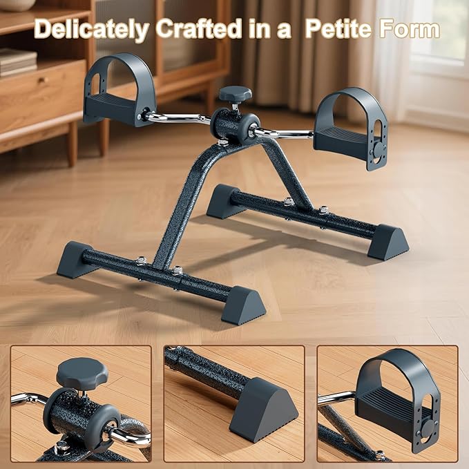 Under Desk Elliptical & Mini Exercise Bike – Seated Leg Exerciser & Pedal Machine for Seniors Arm & Leg Workout, with Non-Slip Covers & Multiple Adjustable Resistance/Speeds
