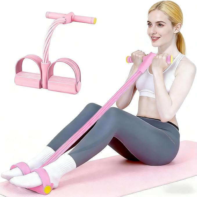 Pedal Resistance Bands with Handles, Upgrade 6-Tubes Manual Tension Training Pedal, Natural Rubber Foot Pedal Resistance Bands, Light Weight Fitness Equipment for Yoga, Pilates, Gym & Abs Training