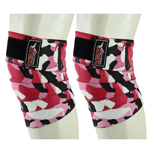 New Weightlifting Knee Wraps for Gym Fitness Training Support Bandages Knee Straps for Squats (Camo Pink)