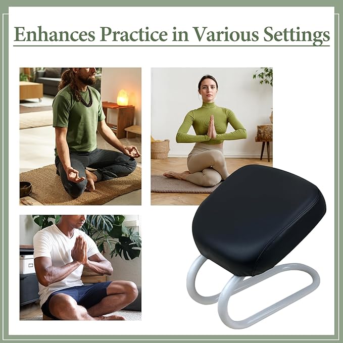 Kneeling Meditation Stool Chair Sturdy Ergonomic Compact Adults Comfortable Gift Seat Meditation Bench for Studio Praying, Black