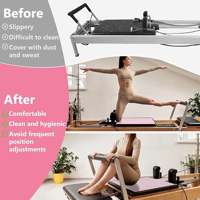 Non-Slip Pilates Reformer Mat, 2mm Thick Pilates Reformer Machine Cover Mat, 39" x 24" Foldable Washable Absorb Sweat Accessory for Home, Studio, Gym Fitness
