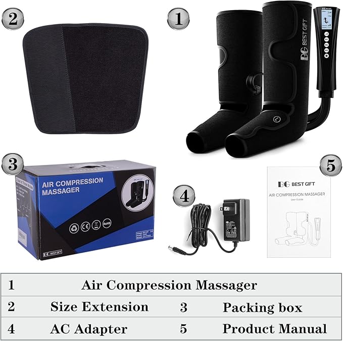 Gifts for Dad Mom Men Women Christmas Mothers Day, Fathers Day, Air Compression Massager with Heat for Foot, Leg, Calf, Thigh, Knee, Helpful for Varicose Veins, Muscle Fatigue, Cramps, Swelling, Edema