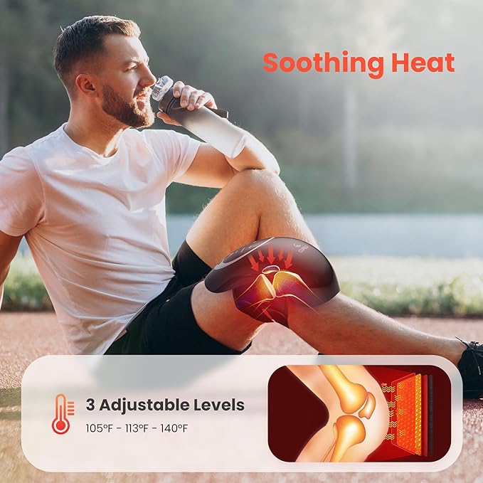Knee Massager with Heat - [2025 Upgraded Version] Heating and Vibrating Pain Relief Knee Massager for Arthritis, Stretched Ligament, Joints and Muscles Injuries