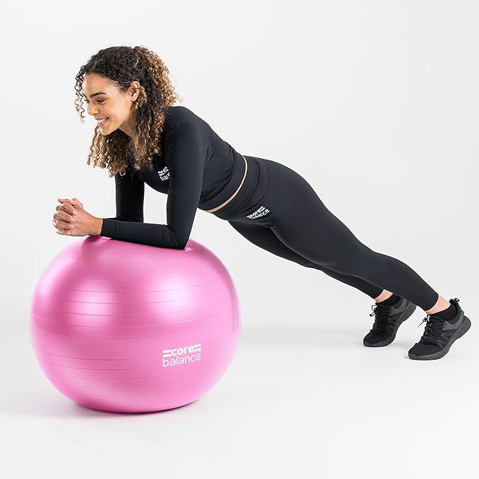 Core Balance Exercise Ball, Stability Ball for Yoga, Pilates and Fitness, Gym Ball for Home Gym and Office Chair, Training, Physical Therapy, Anti Burst, Pump Included, 55cm 65cm 75cm 85cm