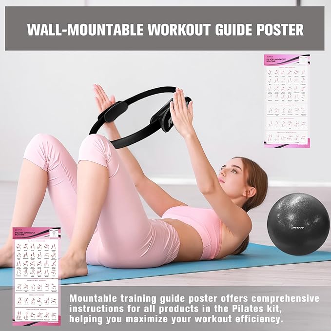 RitFit Pilates Ring Circle - 14 Inch Magic Fitness Circle for Toning Inner & Outer Thighs, Bonus Workout Guide Included