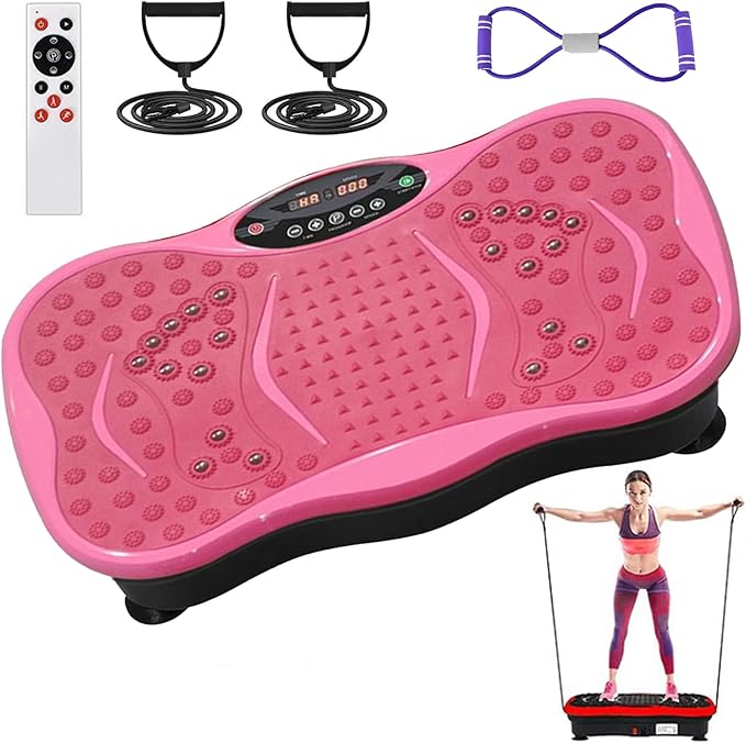 Vibration Plate Exercise Machine with Bluetooth Speaker, 120 Level Whole Body Vibration Platform for Home Fitness, Lymphatic Drainage Workout Board with Remote, LED Display & Resistance Band