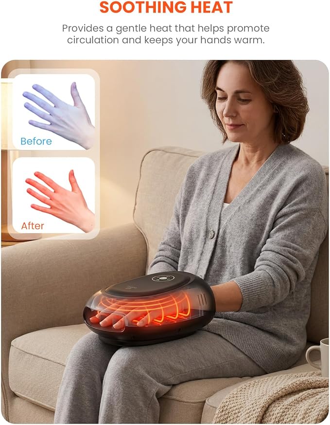 COMFIER Smart Hand Massager Machine,APP Control,Hand Massage with Heat and Compression,Massager for Arthristis,Carpal Tunnel,Hand Wrist Finger Massager,3 Heat Levels&3 Intensities,Gifts for Women,Men