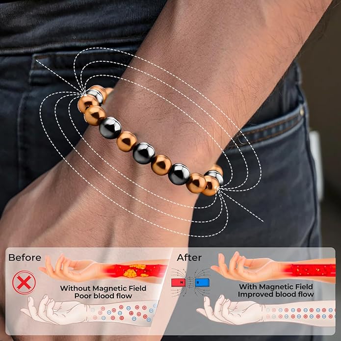 Copper Bracelet for Men and Women, Strength Mens Magnetic Copper Bracelets with 3,800 Gauss Magnets, 99.99% Pure Solid Copper, Handmade Copper Jewelry Gift