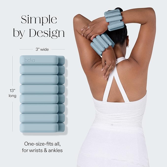 Bala Bangles Wrist & Ankle Weights for Women & Men - Adjustable Weighted Bands - Soft Silicone Arm & Leg Weights for Pilates, Yoga, Walking, Barre, Home Workout & Strength Training Exercise