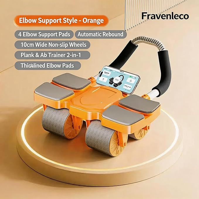 Ab Wheel Roller with Auto-Return & Extra Wide, 4 Wheel Ab Roller for Abs Workout, Core Strengthener Home Gym Equipment for Men and Women