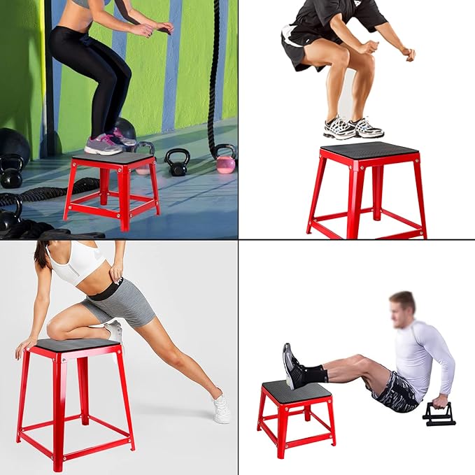 Plyometric Jump Box, 12/18/24/30 Inch Fitness Exercise Step Up Box for Home Gym, Step Exercise Platform for Workout & Strength Training