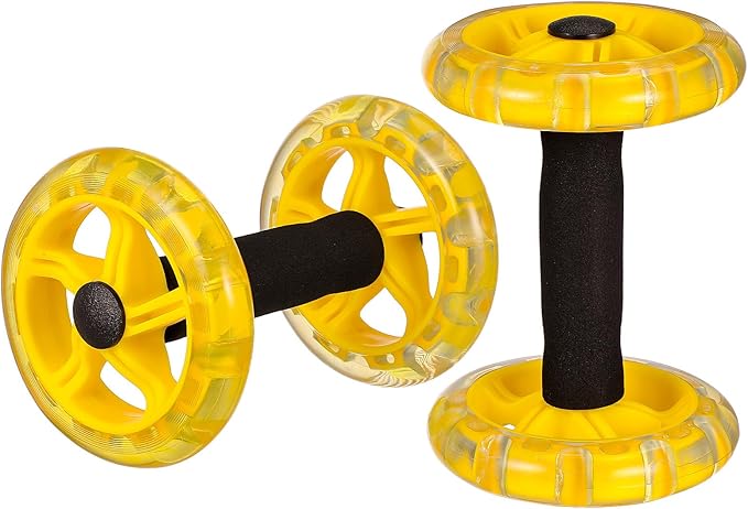 SUPVOX Twin-wheel Fitness Ab Roller Wheel for Core Strengthening, Yellow Abs Plastic Abdominal Exercise Device for Home Gym Weight Loss and Muscle Toning