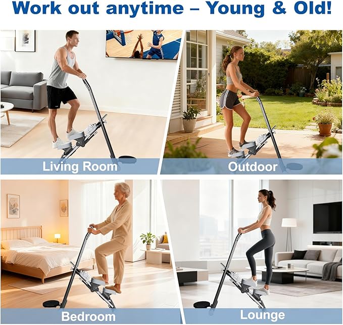 OVER SELF stairmaster Machine for Home - Stair Climber Stepper for Home Gym Exercise, Compact Folding Stair Stepper, Adjustable Handlebar/Pedal, Knee-Friendly Full-Body Workout Equipment