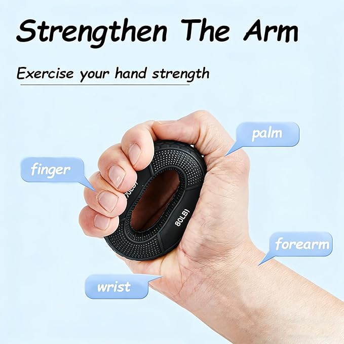2 Pcs Hand Grip Strengthener, Grip Strength Trainer, Wrist Muscles Trainer for Finger Workout, Rock Climbing, Forearm & Grip Training, Stress Relief, Rehabilitation Training Ring, Double Force Design