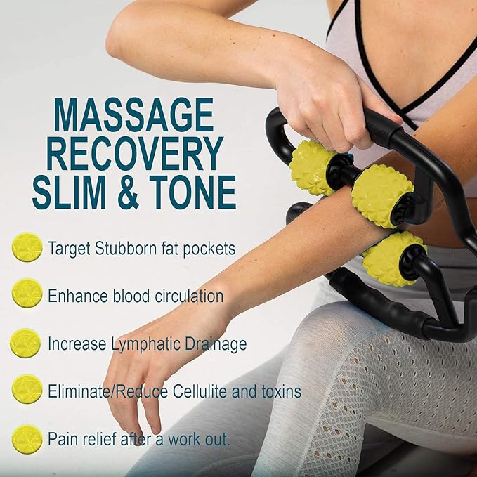 Muscle Roller for Muscles Deep Tissue/w Drawstring Gym Bag | Cellulite Remover Myofascial Massage Tool - Tennis Elbow Massager, Calf, Leg n Forearm Roller I High Density Foam Roller