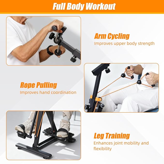 Arm and Leg Exercise Pedal Machine for Seniors, Seated Rehabilitation Bike for Physical Therapy, Elderly Stroke Recovery & Mobility Training Equipment