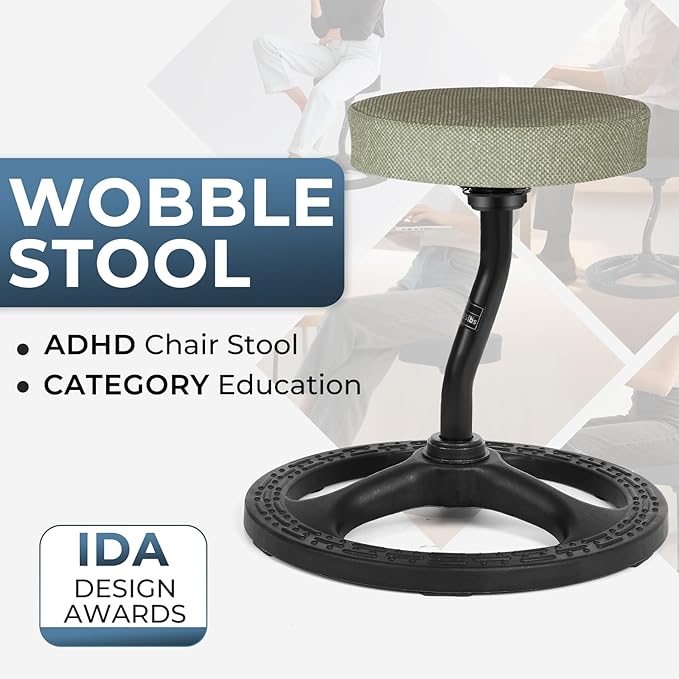 ADHD Chair for Kids, Yoga Chairs for Adults, Wobble Stool Active Flexible Seating Desk Chair with Non-Slip Base and Washable Seat Cover for Stability, Balance, Yoga, Office, School, Classroom