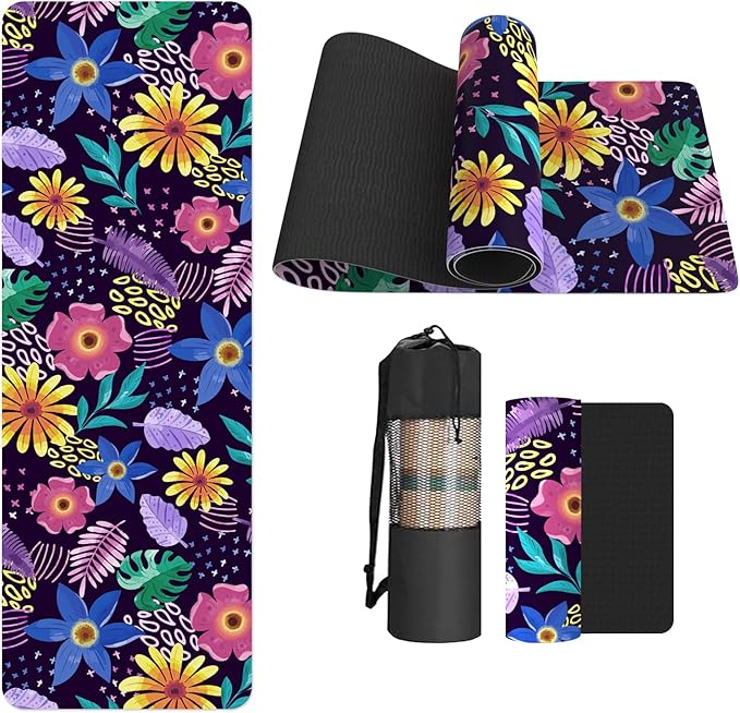 FOLAI Extra Thick Yoga Mat 6mm，pilates mat thick - Non-Slip Exercise Mat for HIIT, Pilates & Home Workouts & Workout with Free Carry Strap
