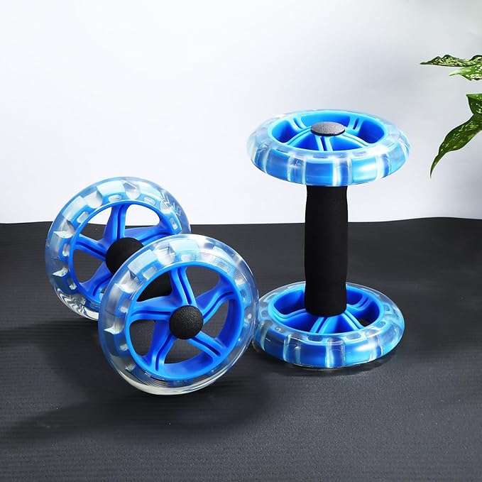 BESTYASH Twin-wheel Ab Roller Fitness Device for Core Workout, Blue Abdominal Exercise Wheel for Home Strength Training and Weight Loss