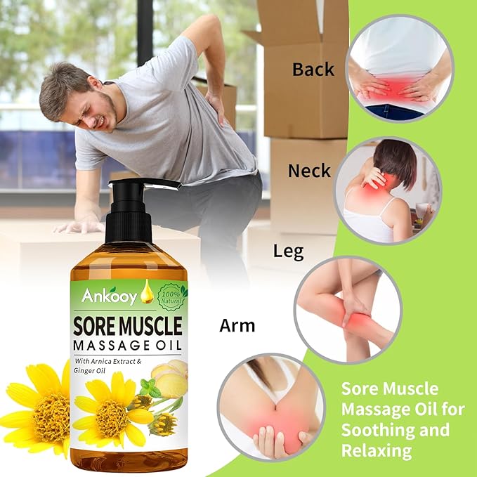 3 Pack Massage Oil for Massage Therapy,Sore Muscle Arnica Oil & Relaxing Lavender Oil & Ginger Oil Lymphatic Drainage & Massage Ball,Easter Basket Stuffers for Adults,Easter Gifts for Men Women