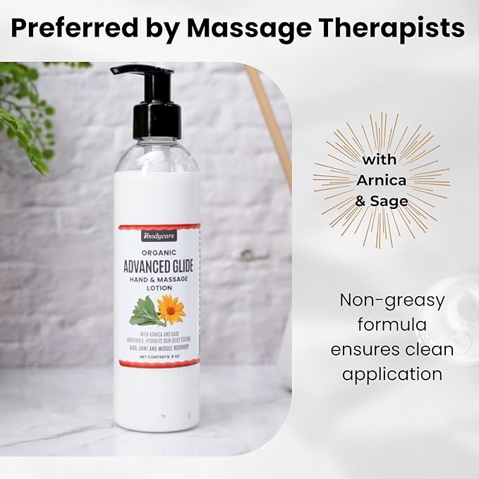 Advanced Glide Massage Lotion with Arnica and Sage Professional Massage Cream for Muscle Relief Hydrating Hand and Body Lotion 8 oz (8 Oz)