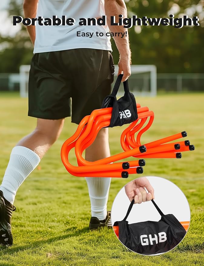 GHB Agility Hurdles 8" Speed Agility Training Hurdles, Detachable Sturdy Hurdles Training Equipment Set with Carry Bag for Kids,Athletes,Soccer,Basketball