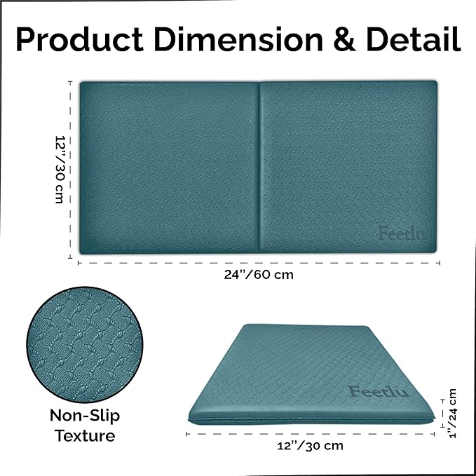 Yoga Knee Pad Cushion Exercise Knee Pad Folding, 1/2" Thick 24"x12" Eliminate Pain During Yoga or Exercise Workout– Extra Thick Padding& Support for Yoga Pilates, Fitness Exercise