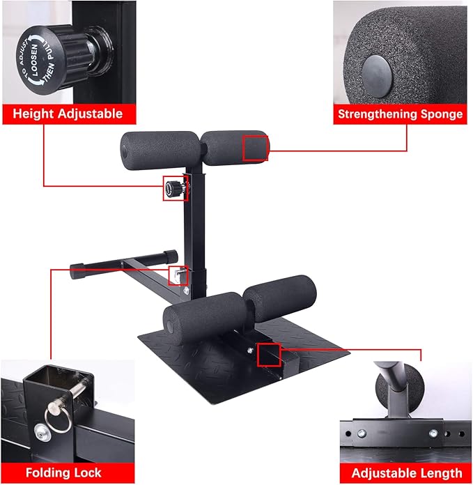 INNOLIFE Sissy Squat Machine Adjustable Height, Protective Foam Thick Steel Fitness Home Gym