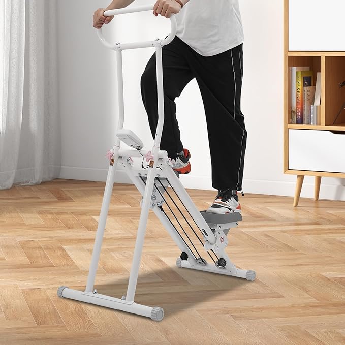 Stair Stepper for Home Gym, Folding Vertical Climber Cardio Exercise Machine Machine, Cardio Exercise Climber with Adjustable Handlebar, Stair Climber for Full Body Workout for Women & Men