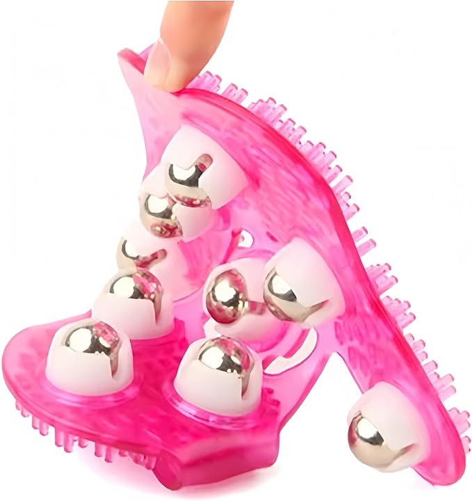 Hand-Shaped Massage Ball Gloves, Featuring 9 * 360° Rotating Metal Balls That fit The Natural Curvature of The Palm, are Suitable for Full-Body Care and can Relieve Fatigue. (Pink)