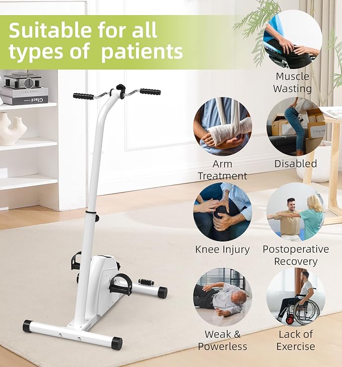 Pedal Exerciser Bike Hand Arm Leg and Knee Peddler, Adjustable Resistance Senior Exercise Equipment for Home, Adjustable Height Knee Exercise Equipment, Stroke Recovery Sit Down Bike