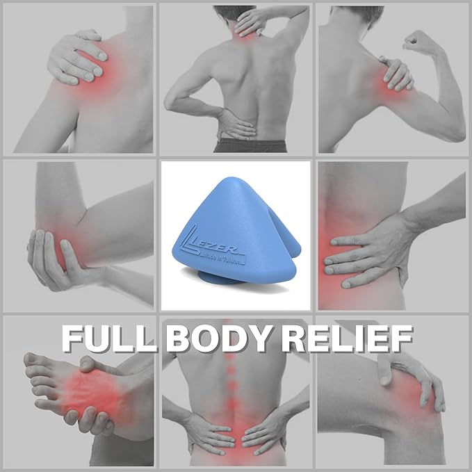 LEZER Large Trigger Massage Point, Manual Massage Ball, Hip Hook, Muscle Knot Release Tool, Deep Tissue Relief, Hip Flexor Iliacus Back Psoas Hand Foot Myofascial Physical Therapy, 3.5 inｘ3 in, Blue