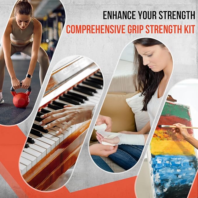 Grip Strength Trainer Kit, 3 Colors Forearm Strengthener & Hand Grip Strengthener, Finger Exerciser & Stretcher for Strength Training, Recovery & Flexibility