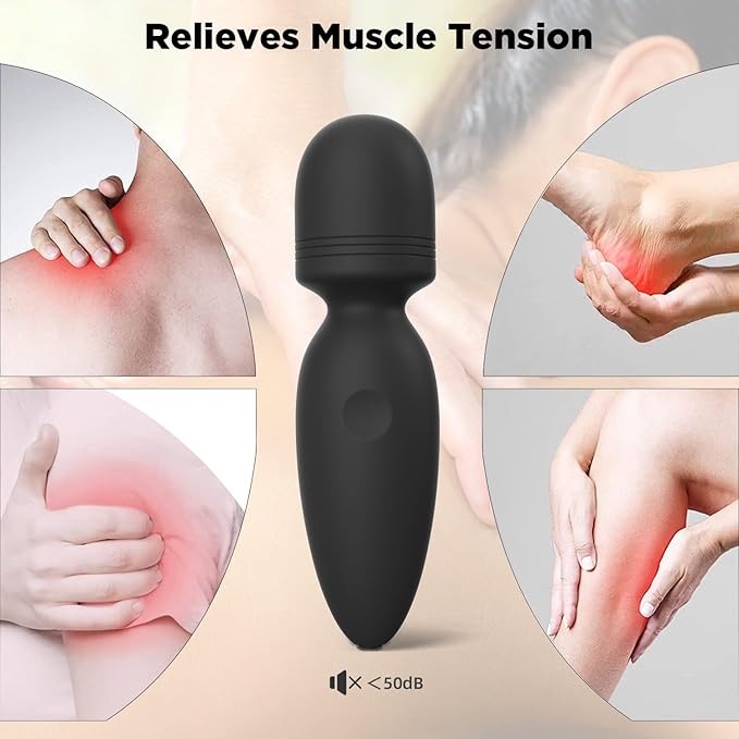 Mini Massager Tools,Small Waterproof Cordless Handheld Massager with 10 Vibration Modes, Personal Handheld Massager for Back（Black）