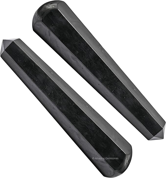 Amazing Gemstone Shungite Crystal Wand Massage Stick - Pelvic Wand Gua Sha for Adults - Crystals and Healing Stones Massage Wands for Adults Gifts (Pointed)