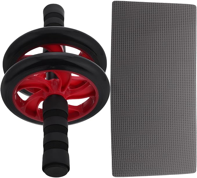 Silent Red Ab Roller Wheel for Home Gym Abdominal Muscle Toner Fitness Equipment for Men and Women Core Strength Training