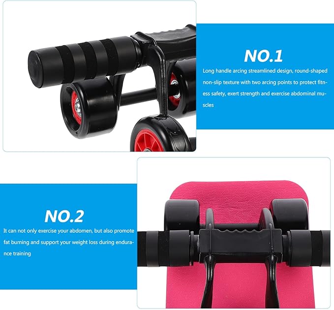 SUPVOX Four-wheel Ab Roller Wheel with Knee Pad Mat, Portable Core Workout Fitness Equipment for Home Abdominal Exercise and Strength Training