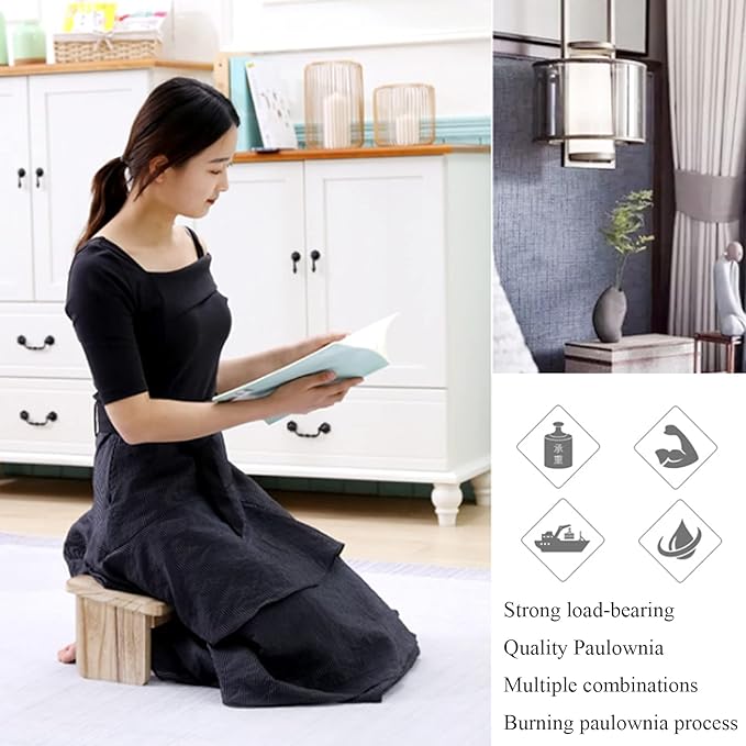 Kneeling Meditation Bench - 39.5 * 19.5 * 16Cm, Foldable Ergonomic Solid Wood Yoga Bench, Ergonomic Prayer Stool, Relieve Fatigue and Build Up Body
